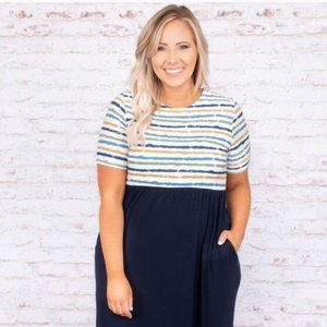 Chic Soul Dress - Navy & Stripes